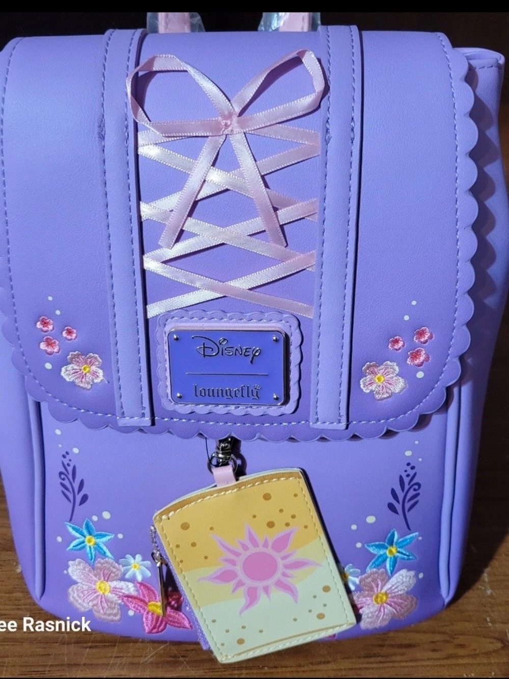 Loungefly Lavender Floral Mini Backpack with Pink Ribbon